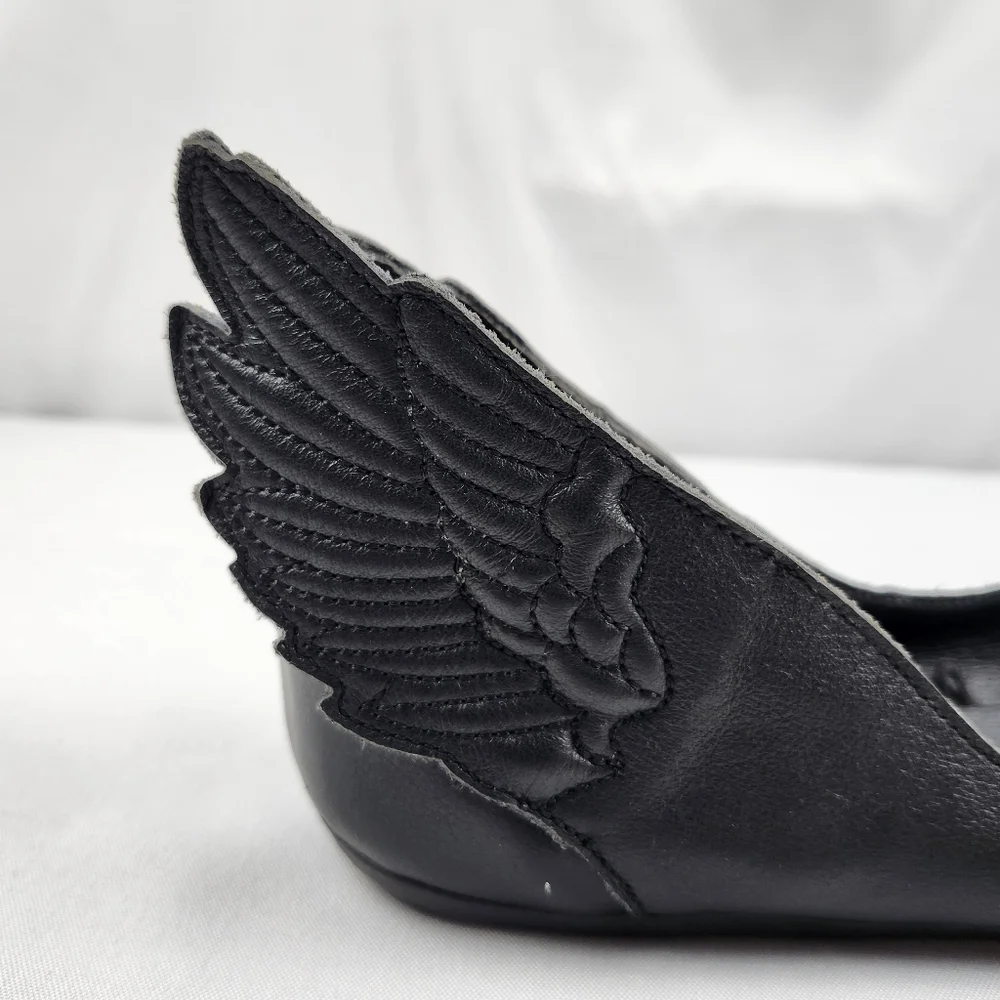 Jeremy Scott x Adidas Winged Ballet Flats Black Leather Size 9 - Picture 9 of 9